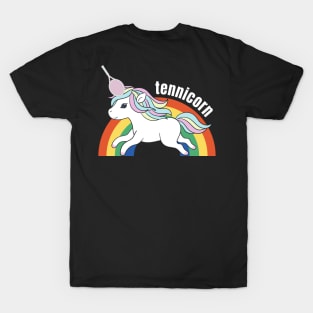 US Open Cute Tennis Racket Rainbow Unicorn T-Shirt